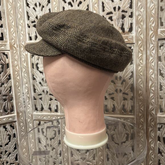 Unisex Brown & Tan Newsboy Hat Walking Gatsby Cap 100% Pure Wool Donegal Tweed - Picture 2 of 9